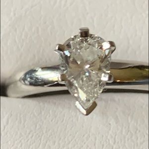 SOLD Blue Nile Pear Shaped Diamond Solitaire Sz 5.75